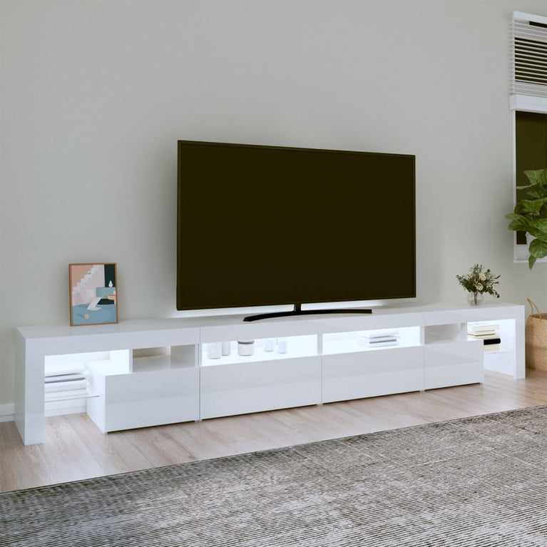 Tv-meubel met LED-verlichting 260x36,5x40 cm hoogglans wit