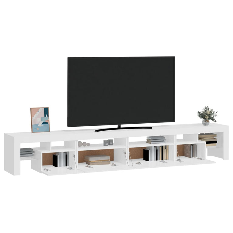 Tv-meubel met LED-verlichting 260x36,5x40 cm hoogglans wit