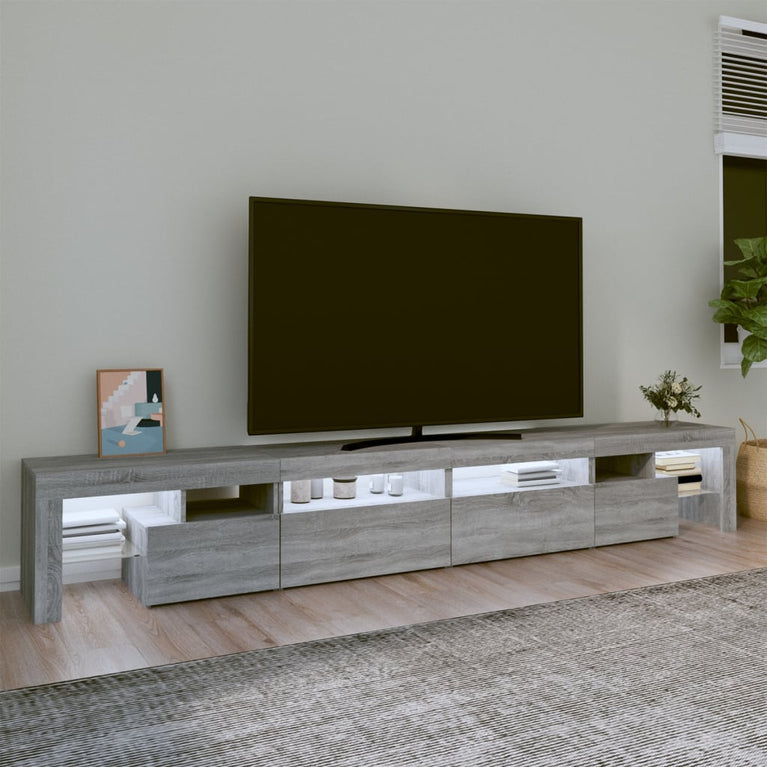 Tv-meubel met LED-verlichting 260x36,5x40 cm grijs sonoma eiken