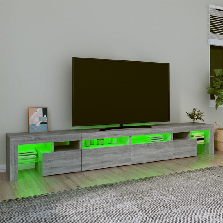 Tv-meubel met LED-verlichting 260x36,5x40 cm grijs sonoma eiken