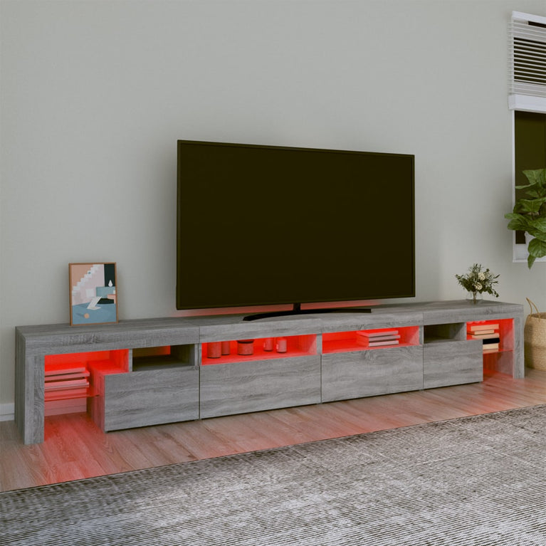 Tv-meubel met LED-verlichting 260x36,5x40 cm grijs sonoma eiken