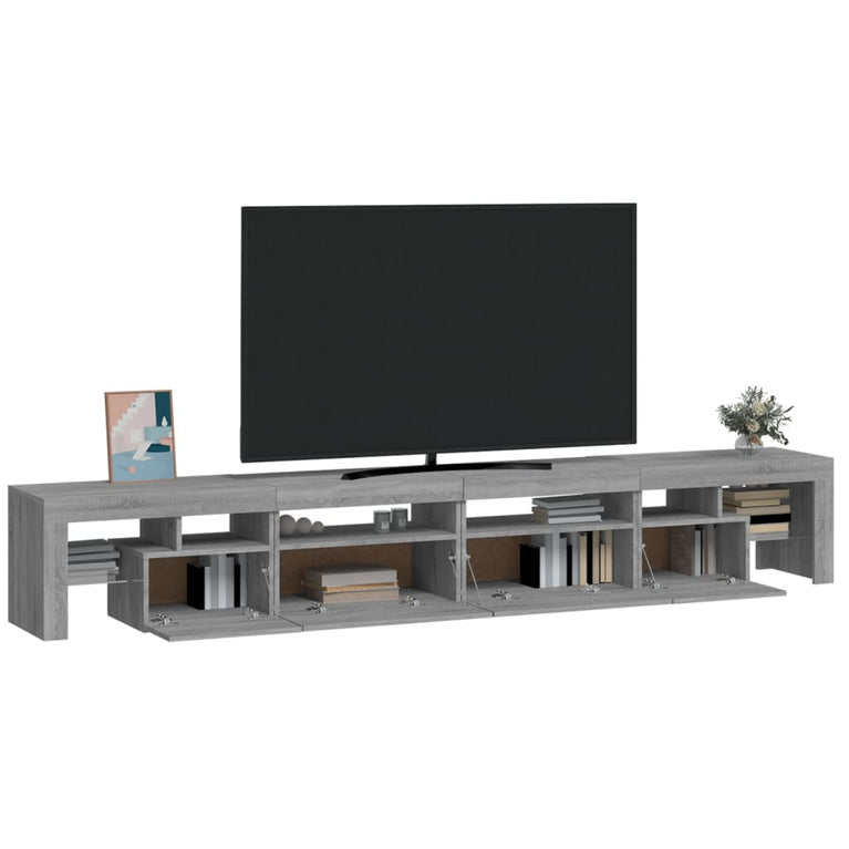 Tv-meubel met LED-verlichting 260x36,5x40 cm grijs sonoma eiken