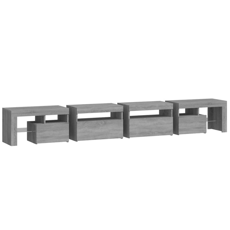 Tv-meubel met LED-verlichting 260x36,5x40 cm grijs sonoma eiken