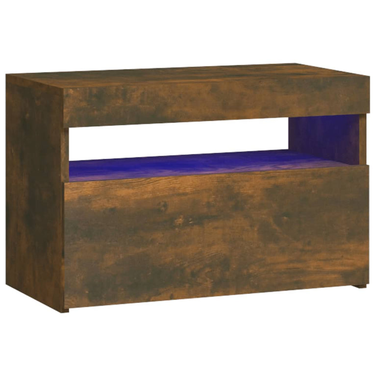 Nachtkastje met LED-verlichting 60x35x40 cm gerookt eikenkleur