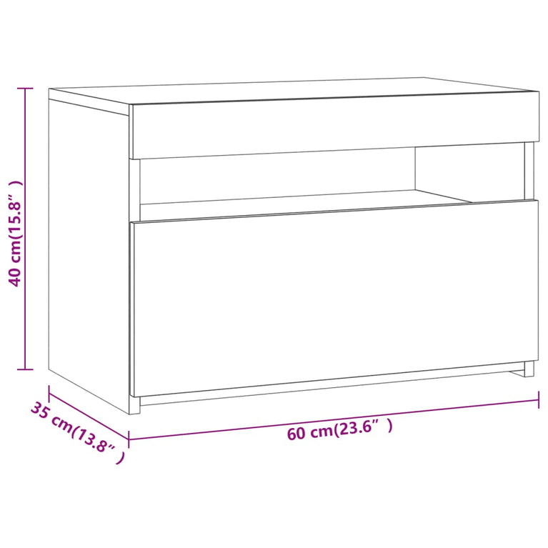 Nachtkastjes 2 st met LED-verlichting 60x35x40 cm gerookt eiken