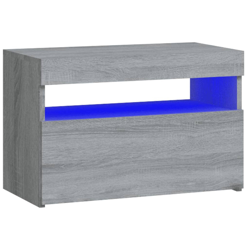 Nachtkastje met LED-verlichting 60x35x40 cm grijs sonoma eiken