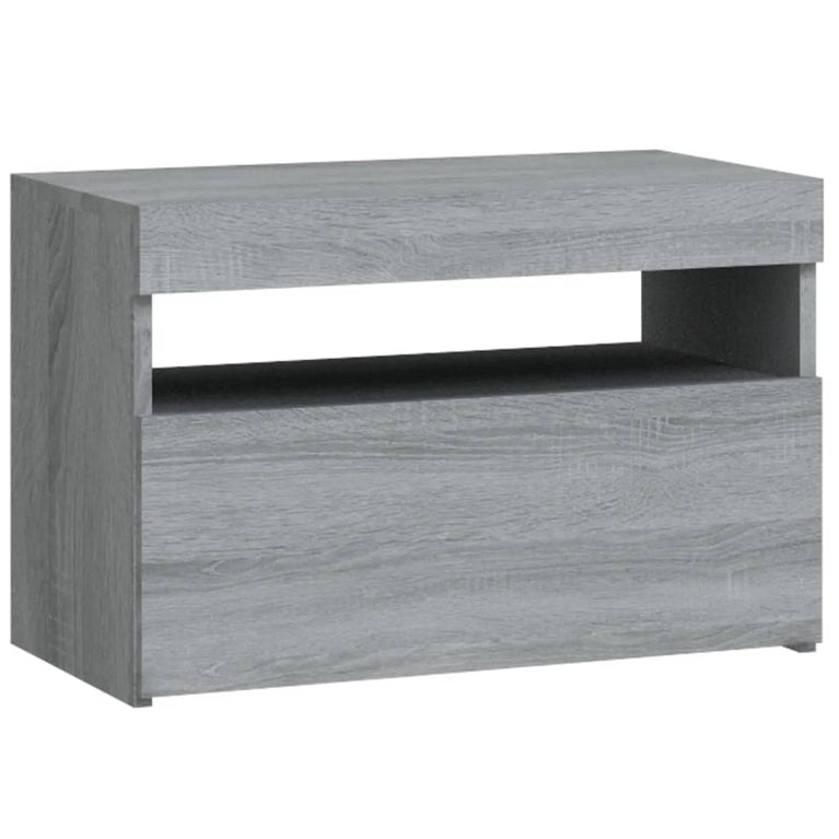 Nachtkastje met LED-verlichting 60x35x40 cm grijs sonoma eiken