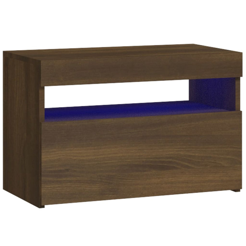 Nachtkastje met LED-verlichting 60x35x40 cm bruineiken