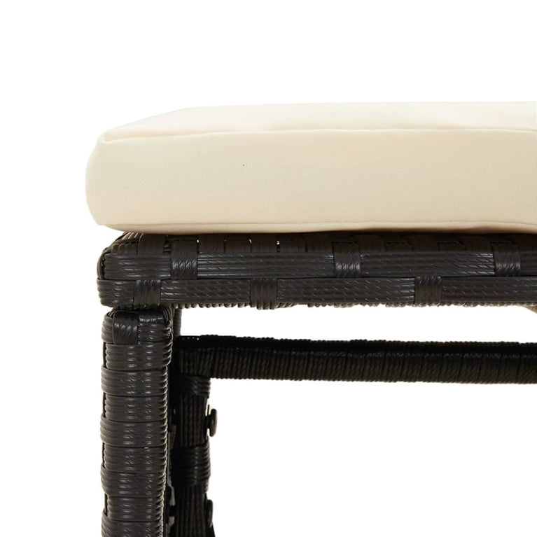 6-delige Loungeset met kussens poly rattan zwart