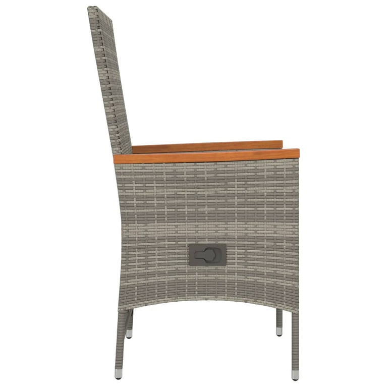 Tuinstoelen 2 st verstelbaar met kussens poly rattan grijs