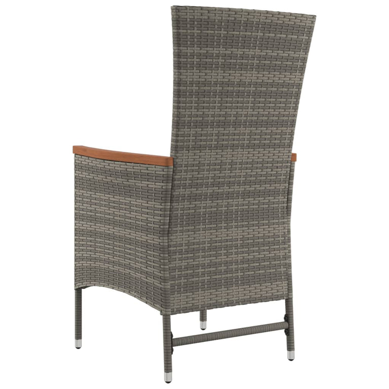 Tuinstoelen 2 st verstelbaar met kussens poly rattan grijs