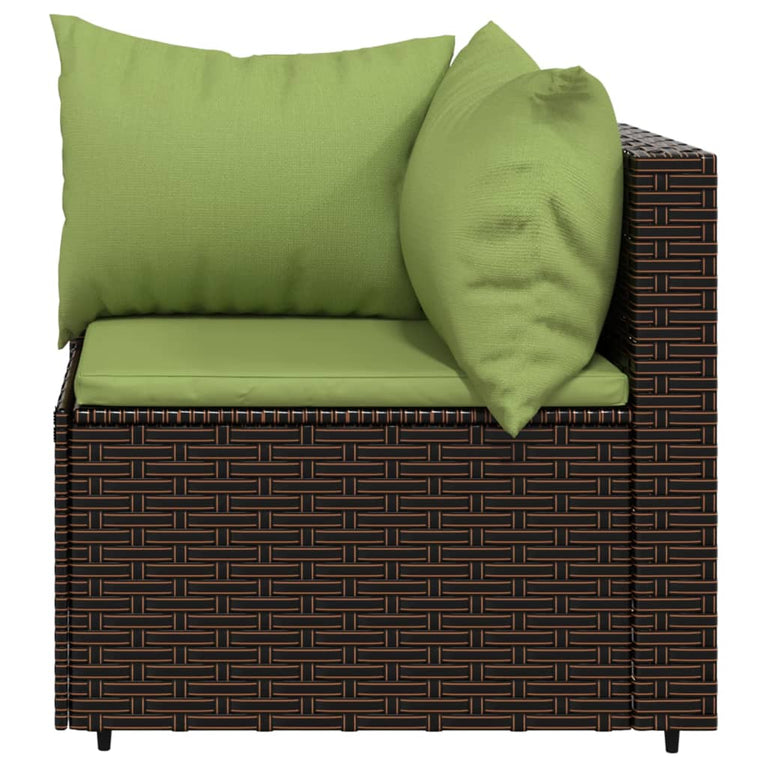 4-delige Loungeset met kussens poly rattan bruin