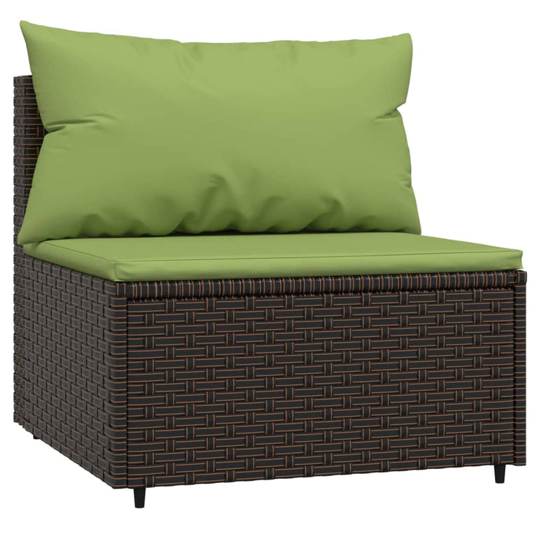 4-delige Loungeset met kussens poly rattan bruin