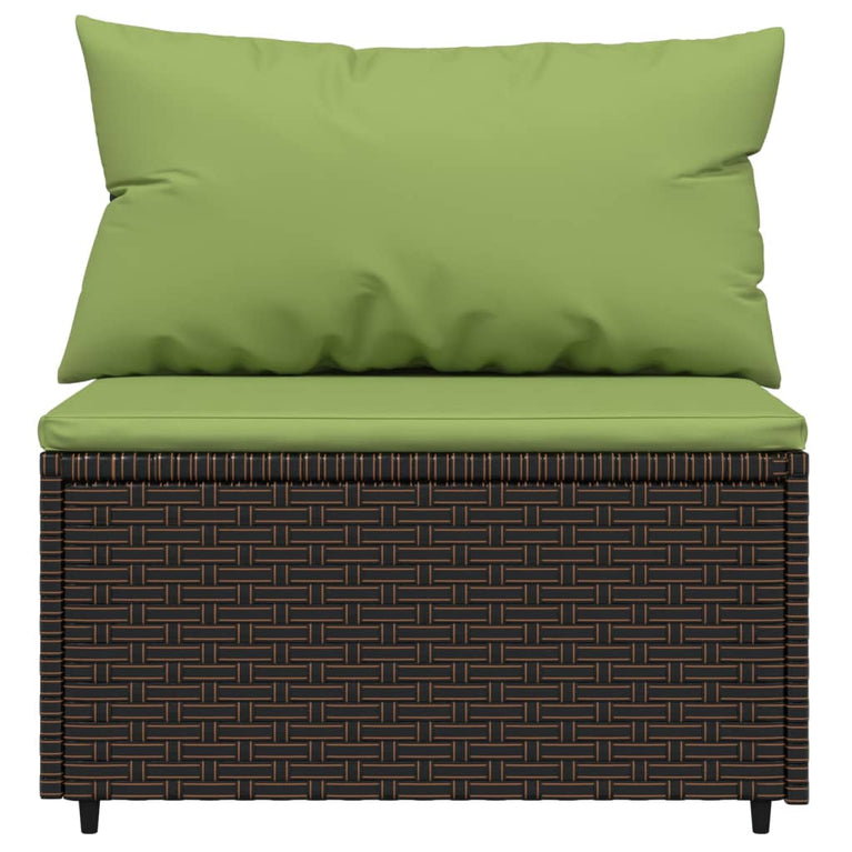 4-delige Loungeset met kussens poly rattan bruin