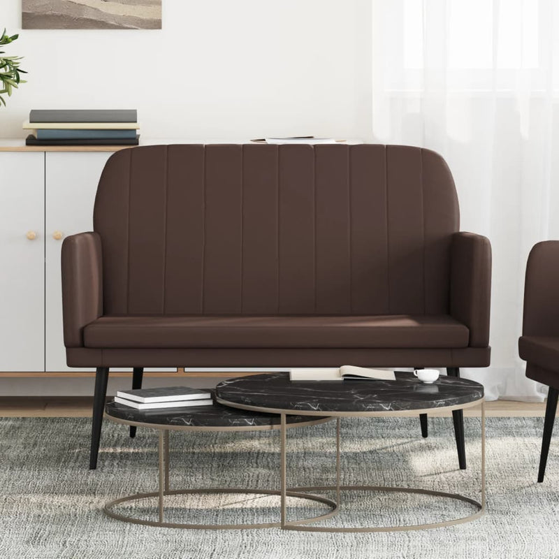 Bankje 107x80x81 cm kunstleer bruin