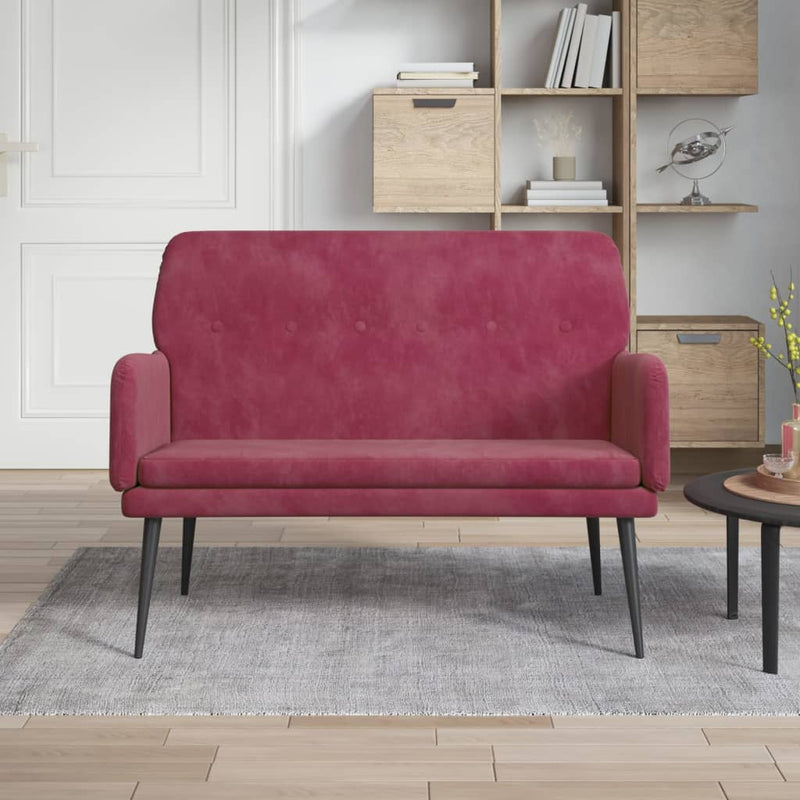 Bankje 108x79x79 cm fluweel wijnrood