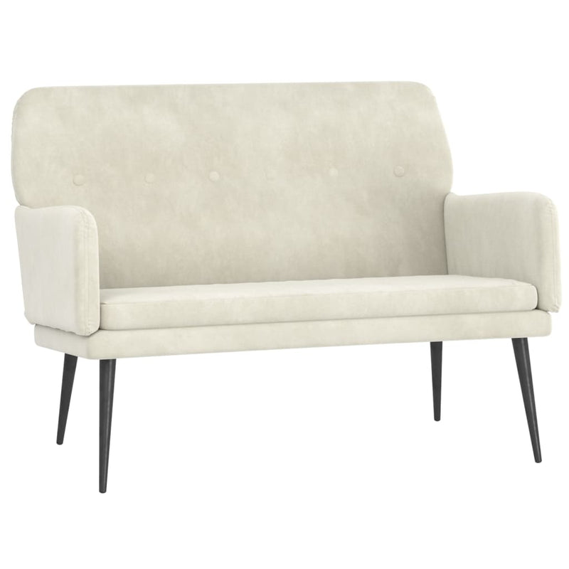 Bankje 108x79x79 cm fluweel crèmekleurig