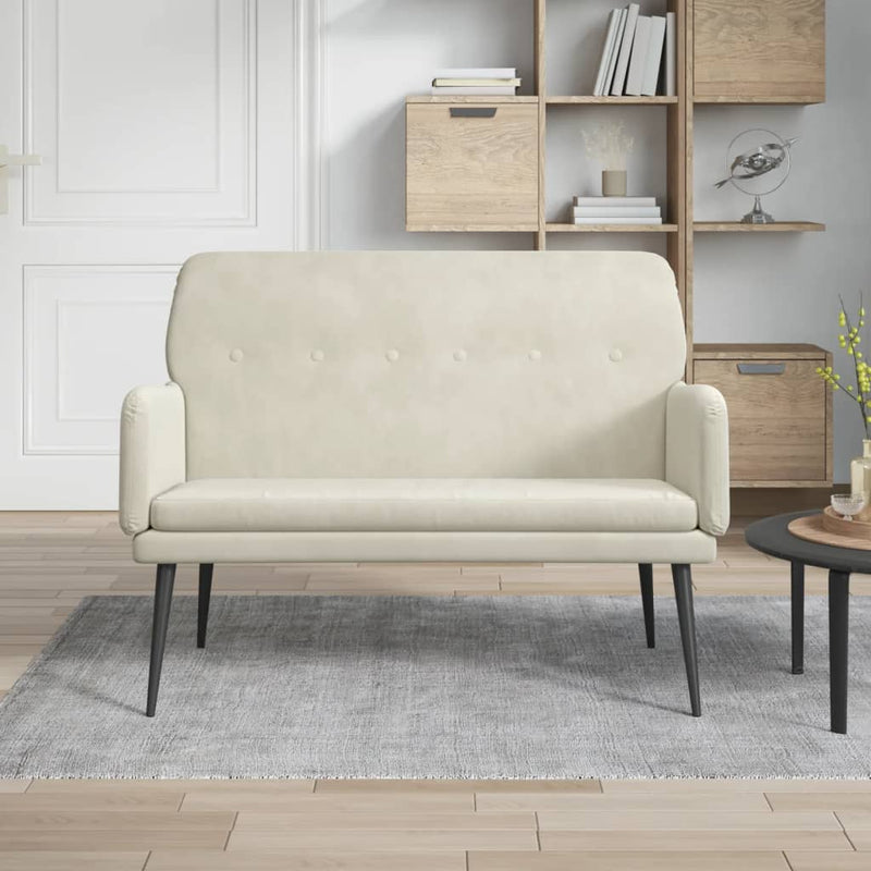 Bankje 108x79x79 cm fluweel crèmekleurig