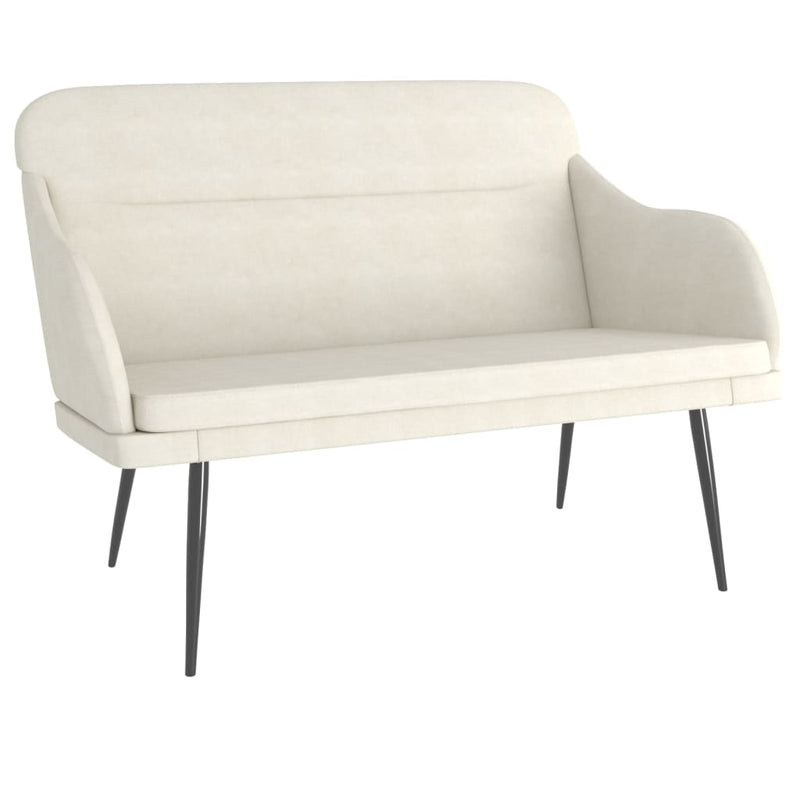 Bankje 110x76x80 cm fluweel crèmekleurig