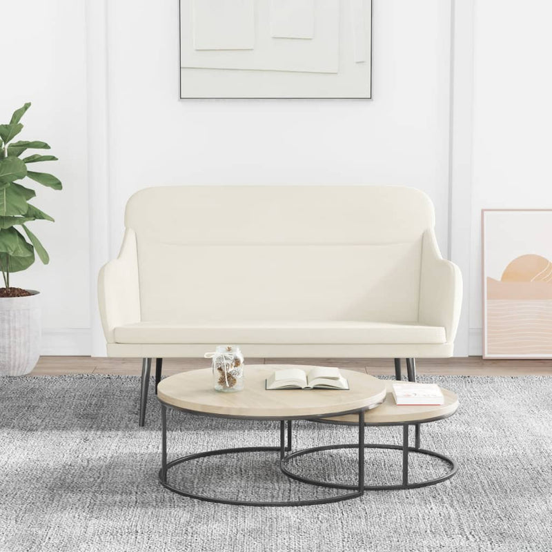 Bankje 110x76x80 cm fluweel crèmekleurig