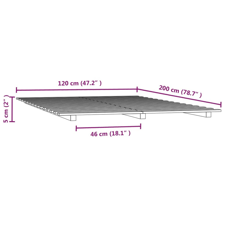 Bedframe massief grenenhout honingbruin 120x200 cm
