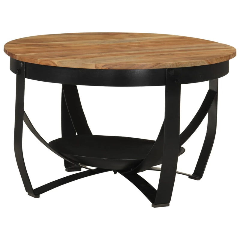 Salontafel Ø 68x43 cm massief acaciahout en ijzer