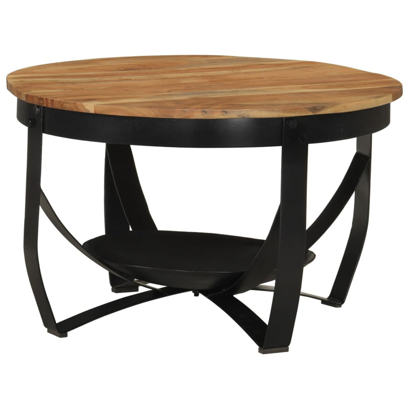 Salontafel Ø 68x43 cm massief acaciahout en ijzer