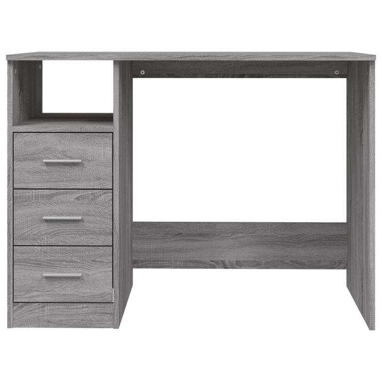 Bureau met lades 102x50x76 cm bewerkt hout grijs sonoma eiken