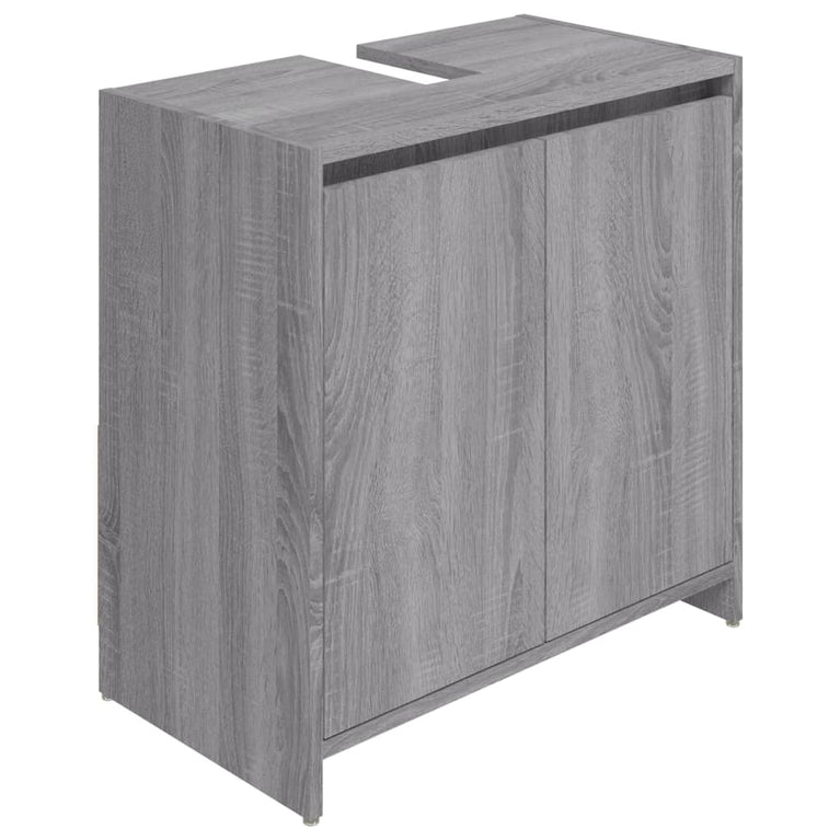 Badkamerkast 60x33x61 cm bewerkt hout grijs sonoma eikenkleurig