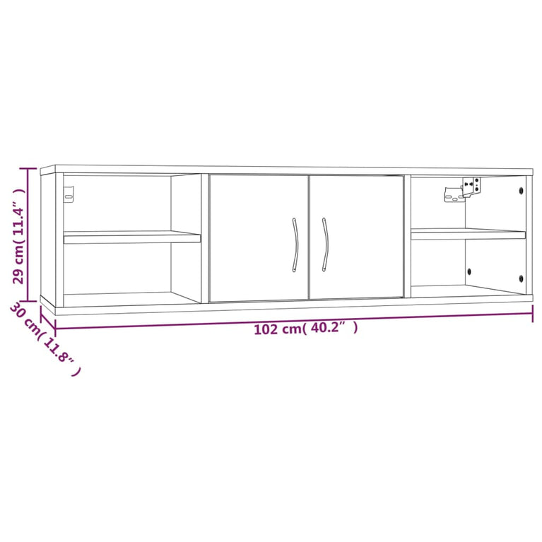 Wandschap 102x30x29 cm bewerkt hout bruin eikenkleur