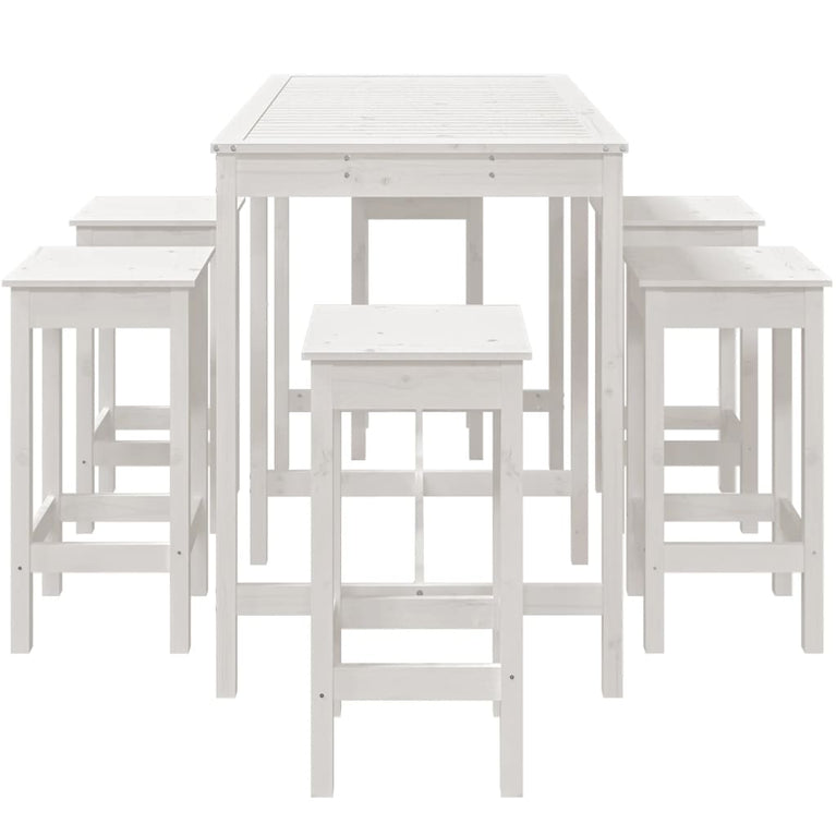 7-delige Tuinbarset massief grenenhout wit