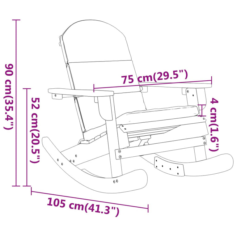 Schommelstoel Adirondack met kussens massief acaciahout