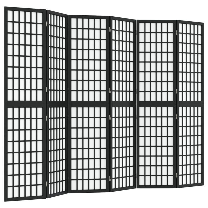 Kamerscherm inklapbaar 6 panelen Japanse stijl 240x170 cm zwart