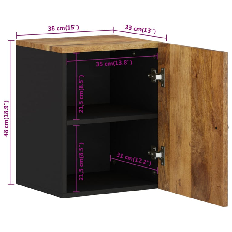 Badkamerwandkast 38x33x48 cm massief mangohout