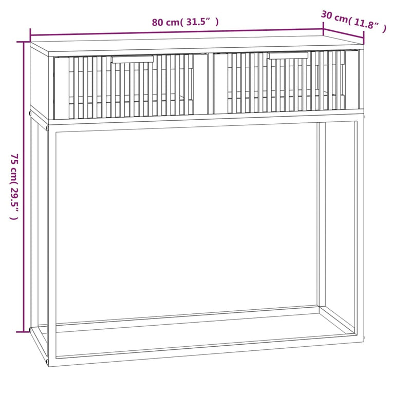 Wandtafel 80x30x75 cm bewerkt hout en ijzer wit