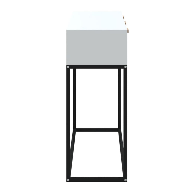 Wandtafel 105x30x75 cm bewerkt hout en ijzer wit