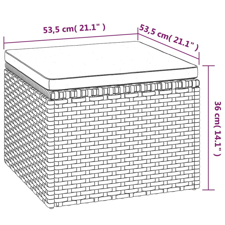 Tuinbank 3-zits met dak en voetenbank poly rattan grijs