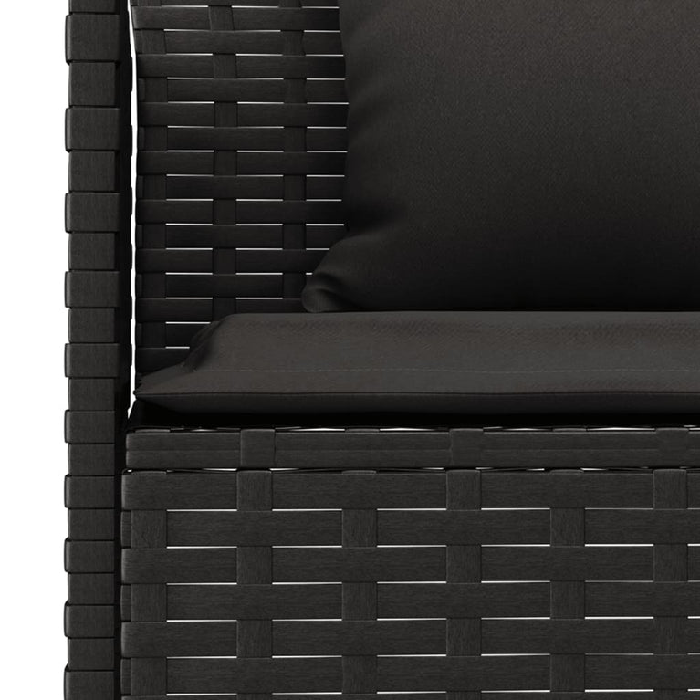 2-delige Tuinset met kussens poly rattan zwart