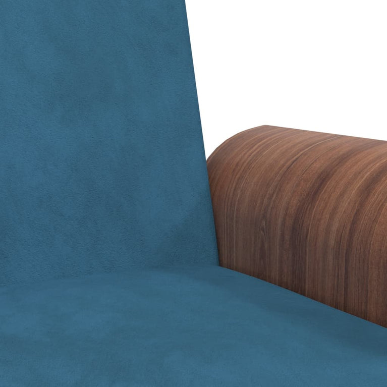 Slaapbank met bekerhouders fluweel blauw