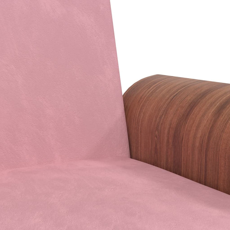 Slaapbank met bekerhouders fluweel roze