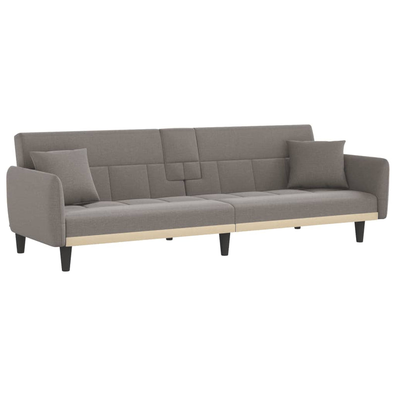 Slaapbank met bekerhouders stof taupe