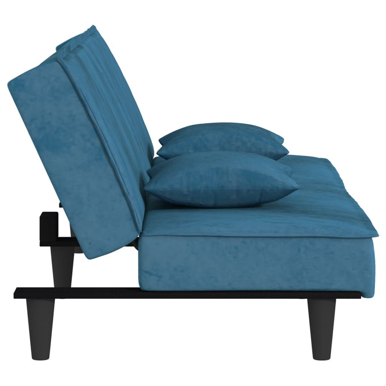 Slaapbank fluweel blauw