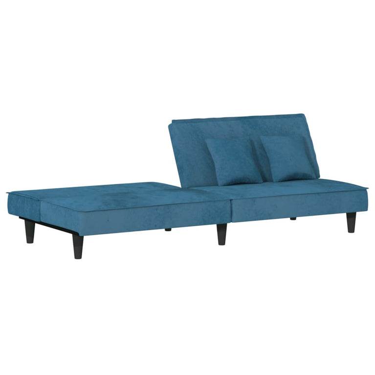 Slaapbank fluweel blauw