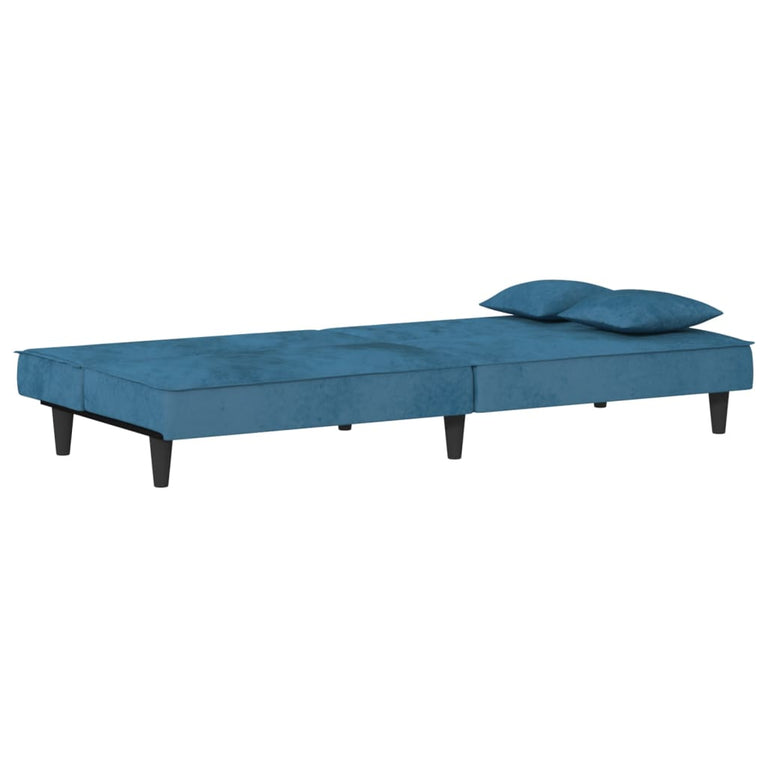 Slaapbank fluweel blauw