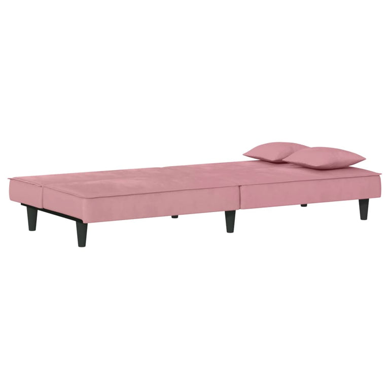 Slaapbank fluweel roze