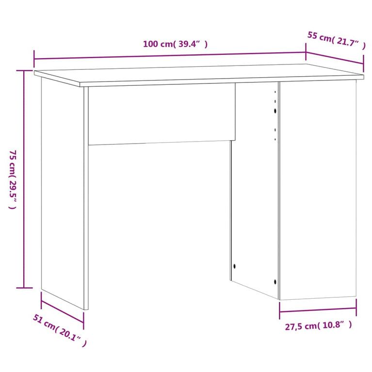 Bureau 100x55x75 cm bewerkt hout zwart