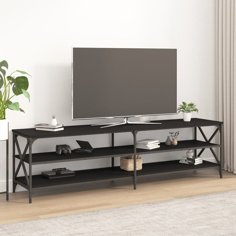 Tv-meubel 180x40x50 cm bewerkt hout zwart