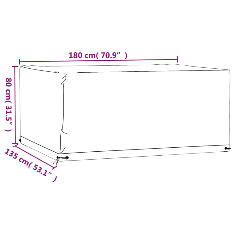 Tuinmeubelhoezen 2 st 8 oogjes rechthoekig 180x135x80 cm