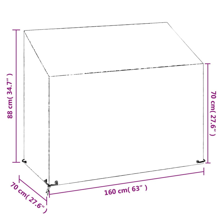 Tuinbankhoezen 2 st 8 oogjes 160x70x70/88 cm polyetheen