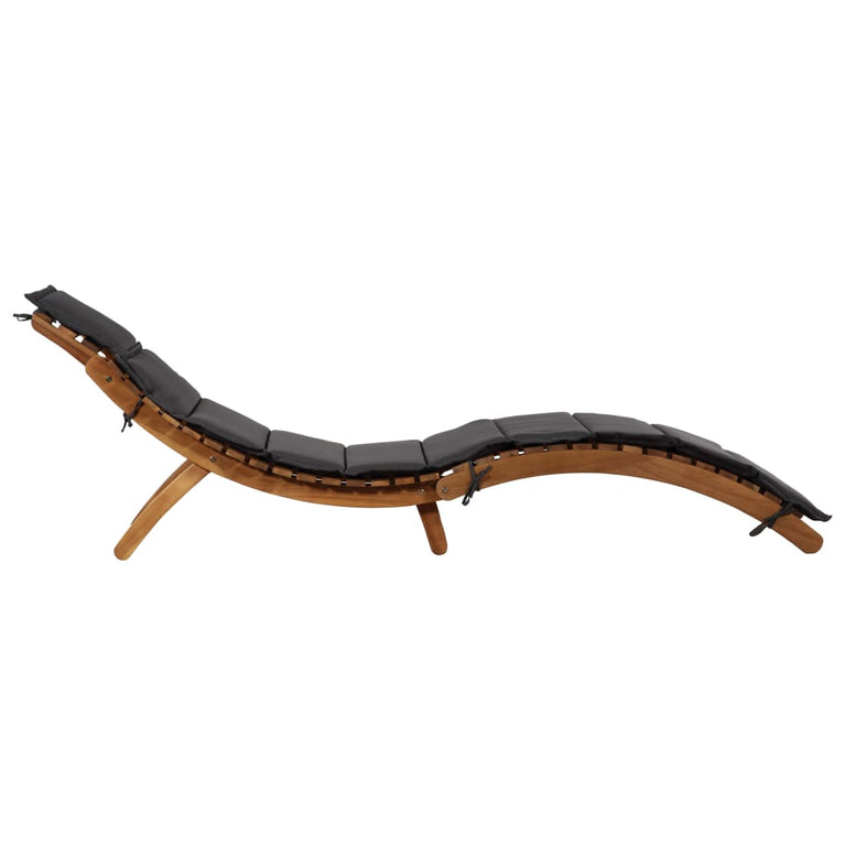 Ligstoelen met kussens 2 st massief acaciahout donkergrijs